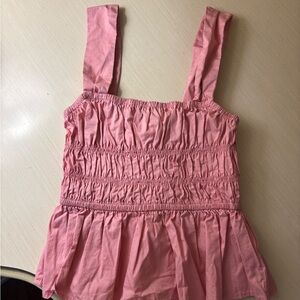 Altar'd State Pink Smocked Peplum Tank Top